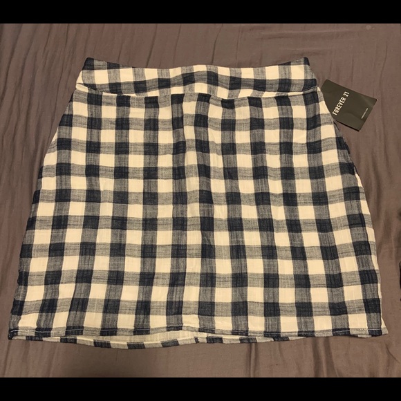 Blue and white gingham mini skirt - Picture 1 of 1